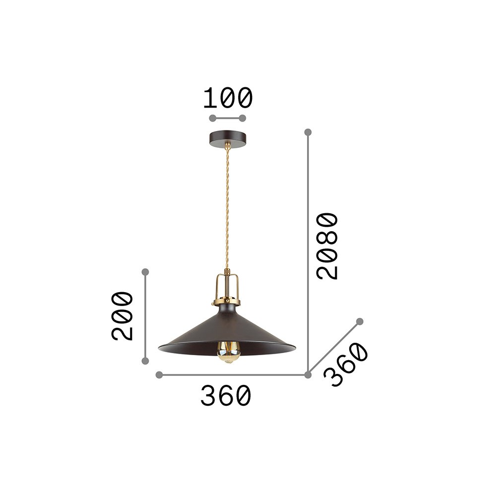 Sospensione Industrial-Minimal Eris-4 Metallo Nero 1 Luce E27 249087