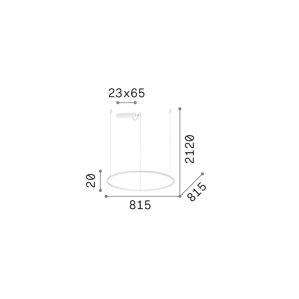 Sospensione Moderna Hulahoop Alluminio-Plastiche Bianco 1 Luce 41W 3000K D81Cm 258768
