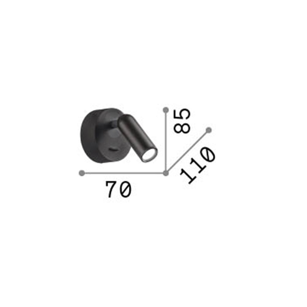 Applique Moderna Bean Round Metallo Nero Led 3W 3000K Luce Calda 260617