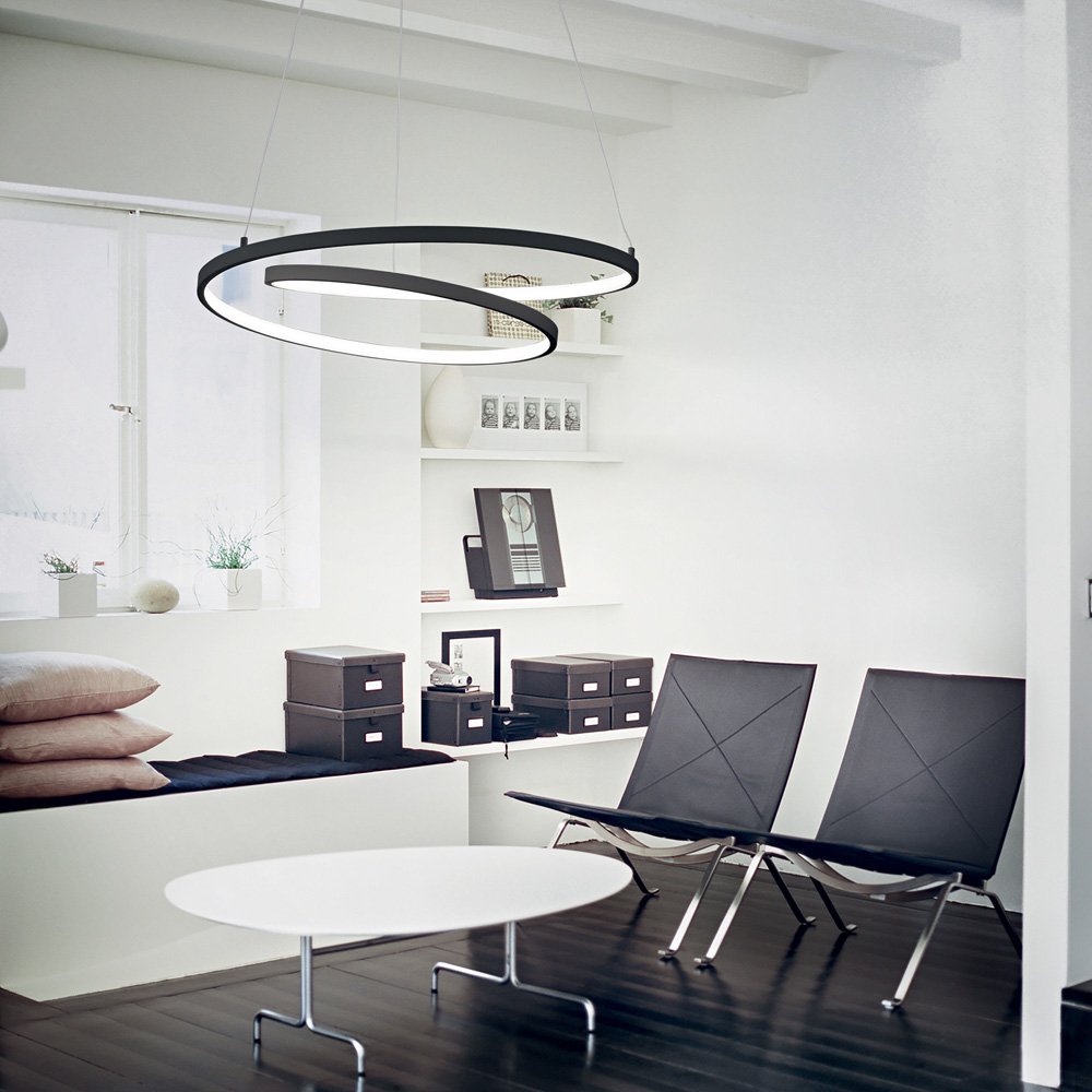 Sospensione Moderna Oz Metallo Nero Led 48W 3000K Luce Calda D60Cm On-Off 269436