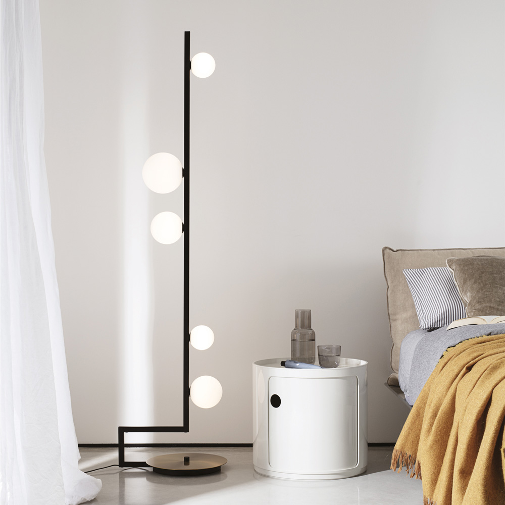 Piantana Industrial-Minimal Birds Metallo Nero 5 Luci G9 3W 3000K Luce Calda 273662