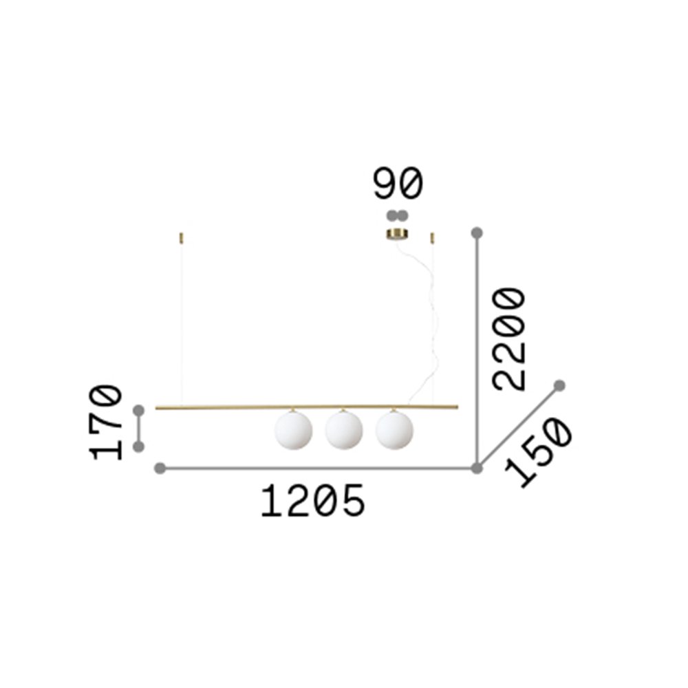 Sospensione Contemporanea Perline Metallo Ottone 3 Luci G9 3W 3000K Luce Calda 282114