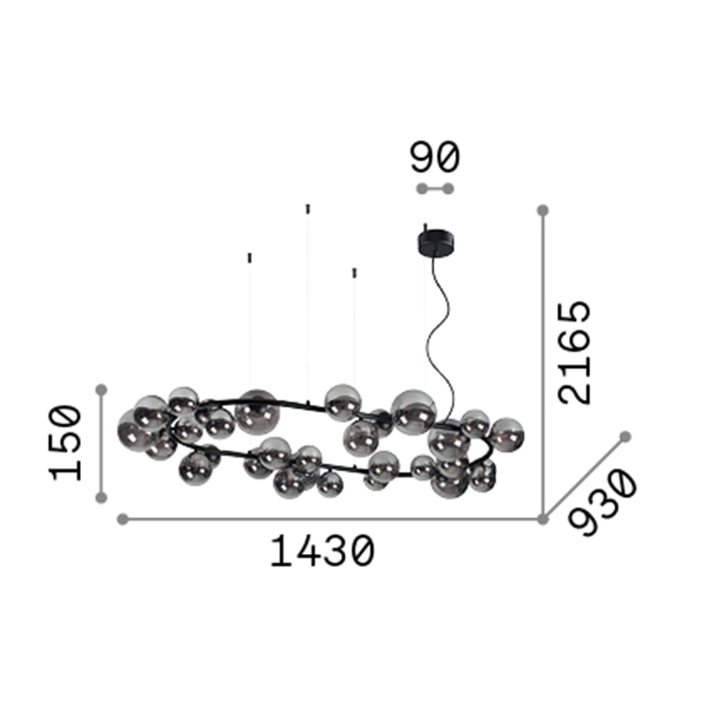 Sospensione Contemporanea Perlage Metallo Nero 30 Luce G9 3W 3000K Luce Calda 296753