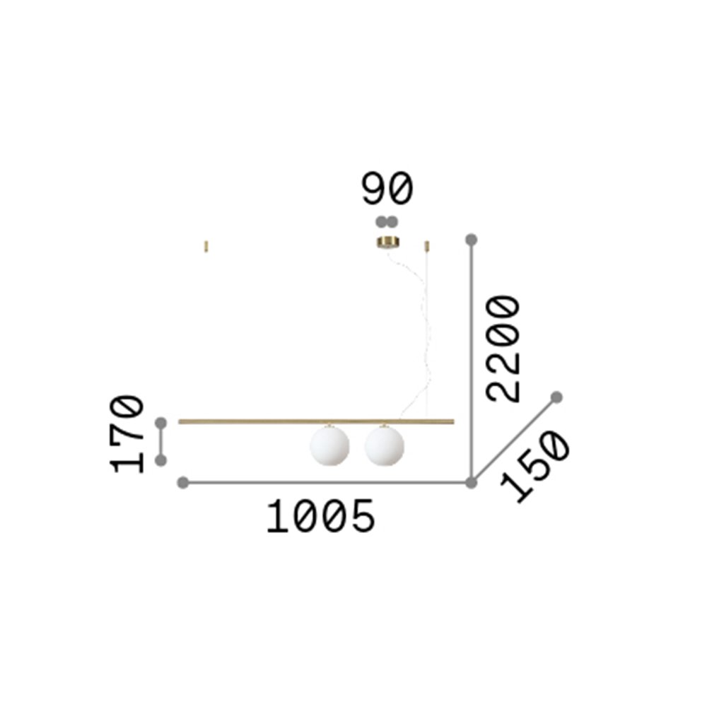 Sospensione Contemporanea Perline Metallo Nero 2 Luci G9 3W 3000K Luce Calda 306995