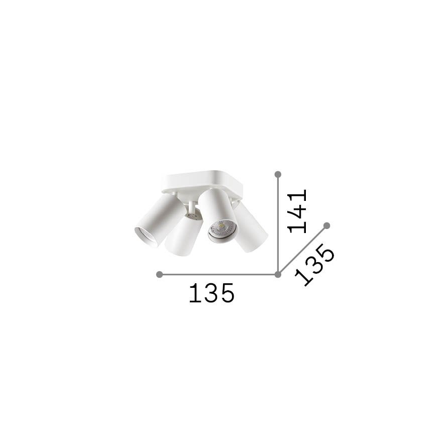 Plafoniera Dynamite 4 Luci Gu10 Ottone 371306