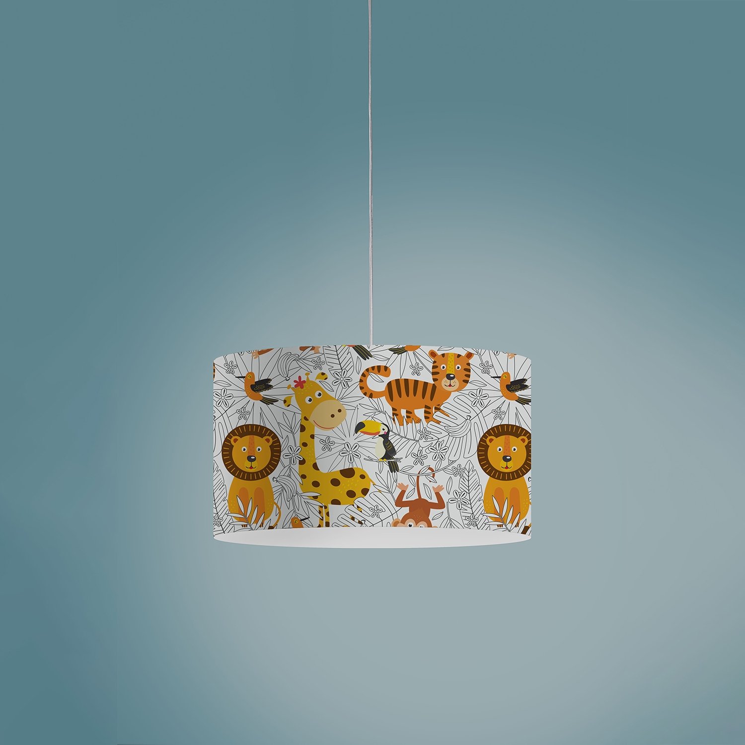 Sospensione Moderna Decokids Polilux ® Grafica Savana 1 Luce E27 908/XXL/DK/SAV