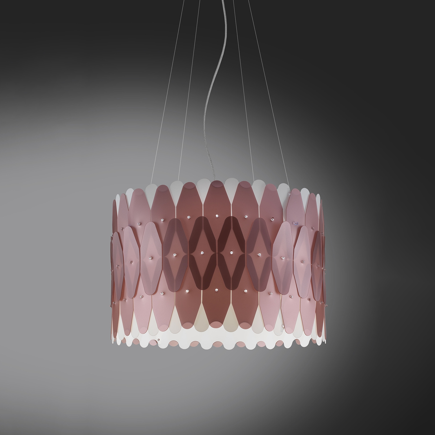 Lampadario Moderno Amanda Polilux ® Pink Metal E Metallo Cromo 5 Luci E27 AMD-C/S5/50/PKM