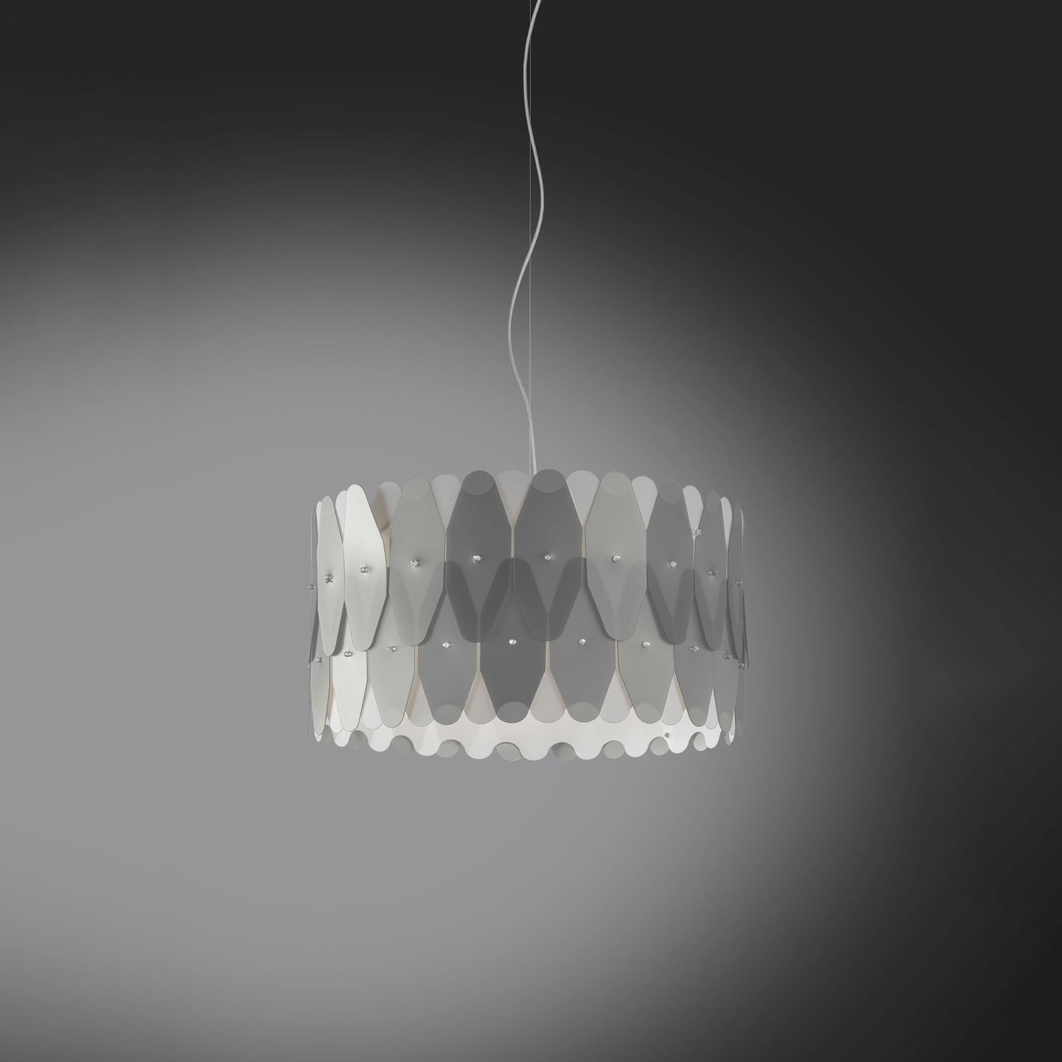 Sospensione Moderna Amanda Polilux ® Argento E Metallo Cromo 1 Luce E27 D40Cm AMD-C/S/40/SVR