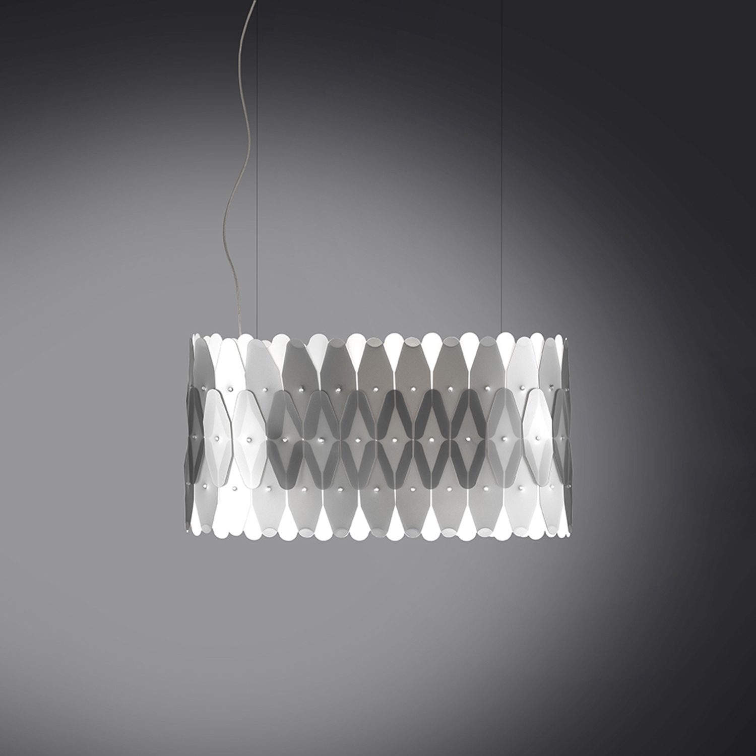 Lampadario Moderno Ovale Amanda Polilux ® Argento E Metallo Cromo 3 Luci E27 AMD/S/60/SVR