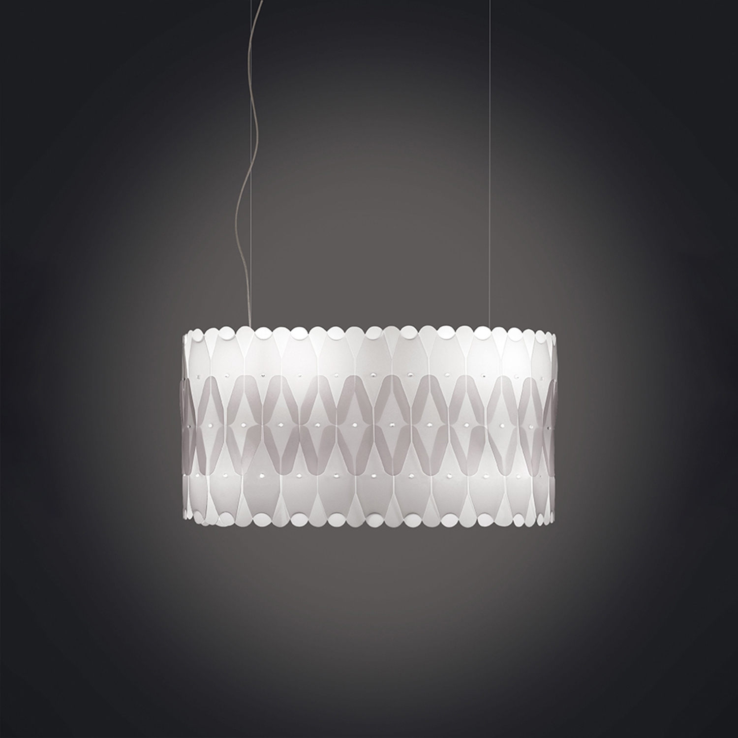 Lampadario Moderno Ovale Amanda Polilux ® Bianco E Metallo Cromo 3 Luci E27 AMD/S/60/W