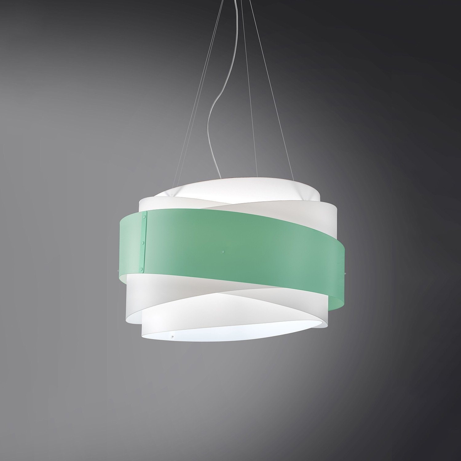 Sospensione Moderna Bea Polilux ® Verde Pastello Metallo Cromo 1 Luce E27 D60Cm BEA/S/60/V