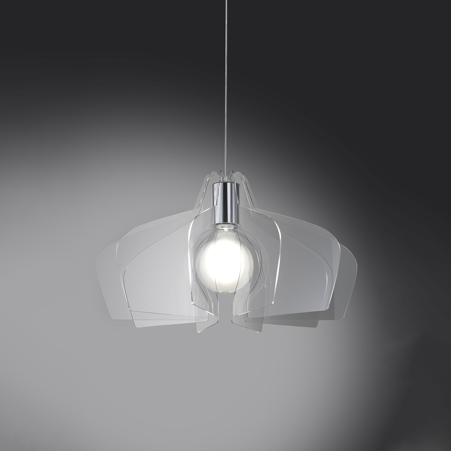 Sospensione Moderna Space Collection Polilux ® Trasparente Metallo Cromo E27 BE/S/60/TR