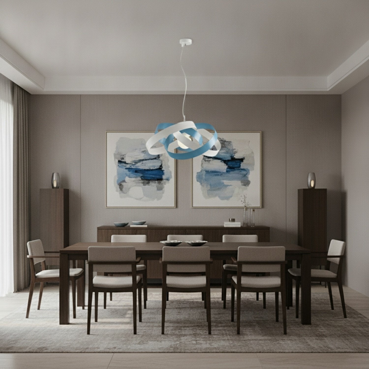 Sospensione Vertigo 1 Luce Bianco e Azzurro LuceArt Classic BL156-1-BAZ