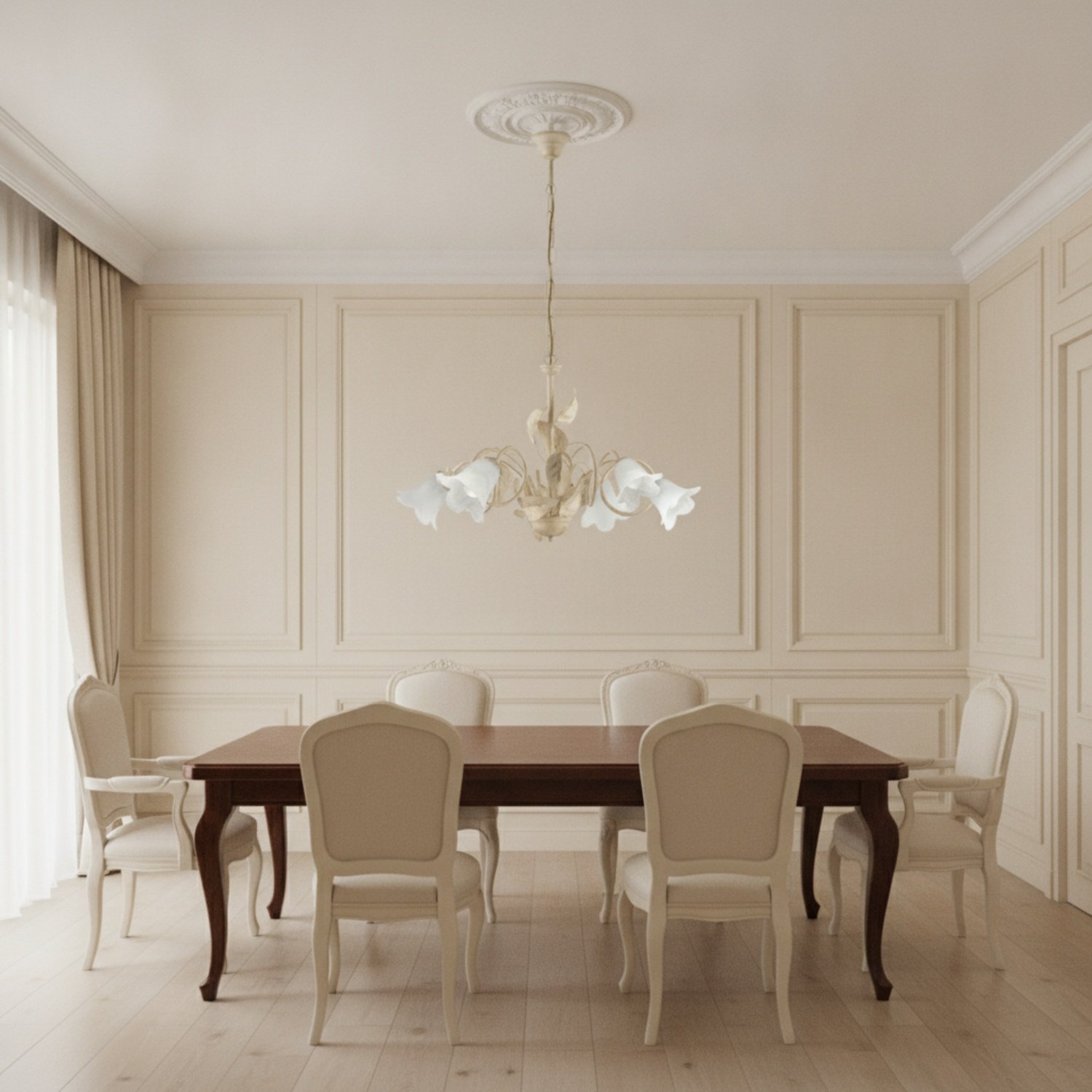 Lampadario Arte Povera Limone 5 Luci Avorio e Bianco LuceArt Classic BL179-5-AV