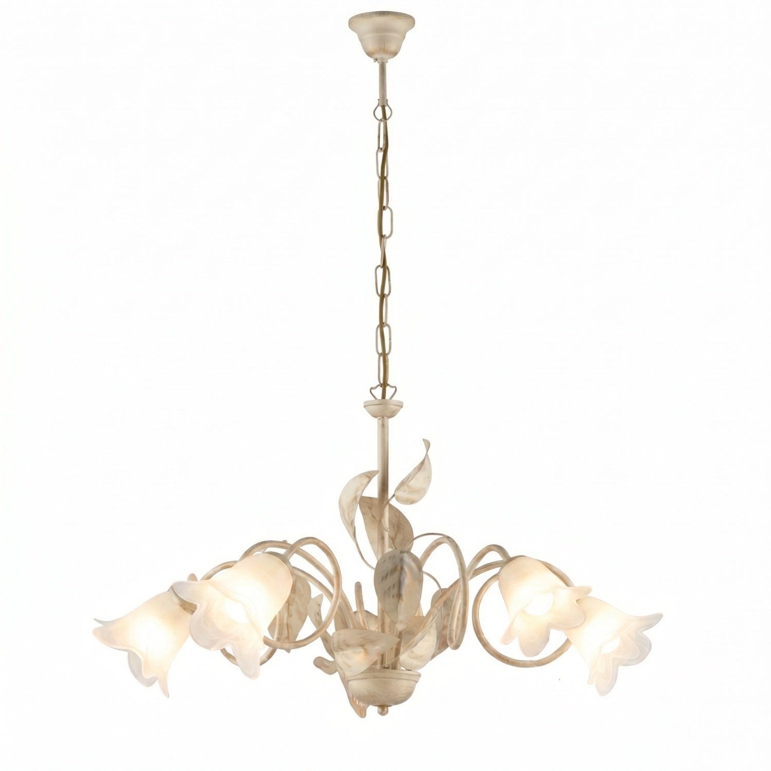Lampadario Arte Povera Limone 5 Luci Avorio e Bianco LuceArt Classic BL179-5-AV