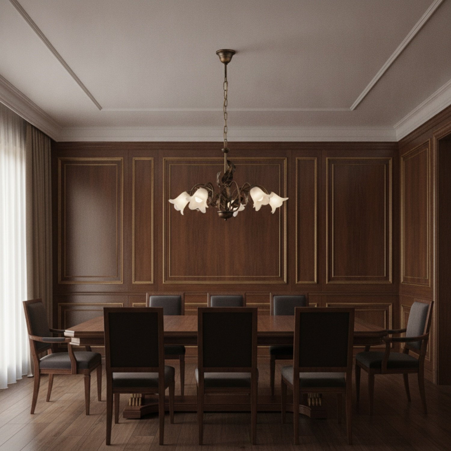 Lampadario Arte Povera Limone 5 Luci Marrone e Bianco LuceArt Classic BL179-5-BR