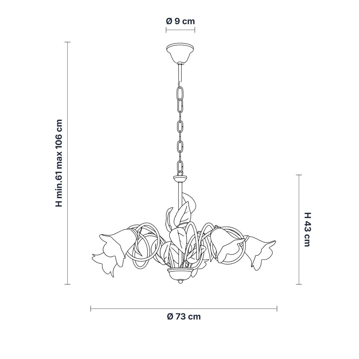 Lampadario Arte Povera Limone 5 Luci Marrone e Bianco LuceArt Classic BL179-5-BR
