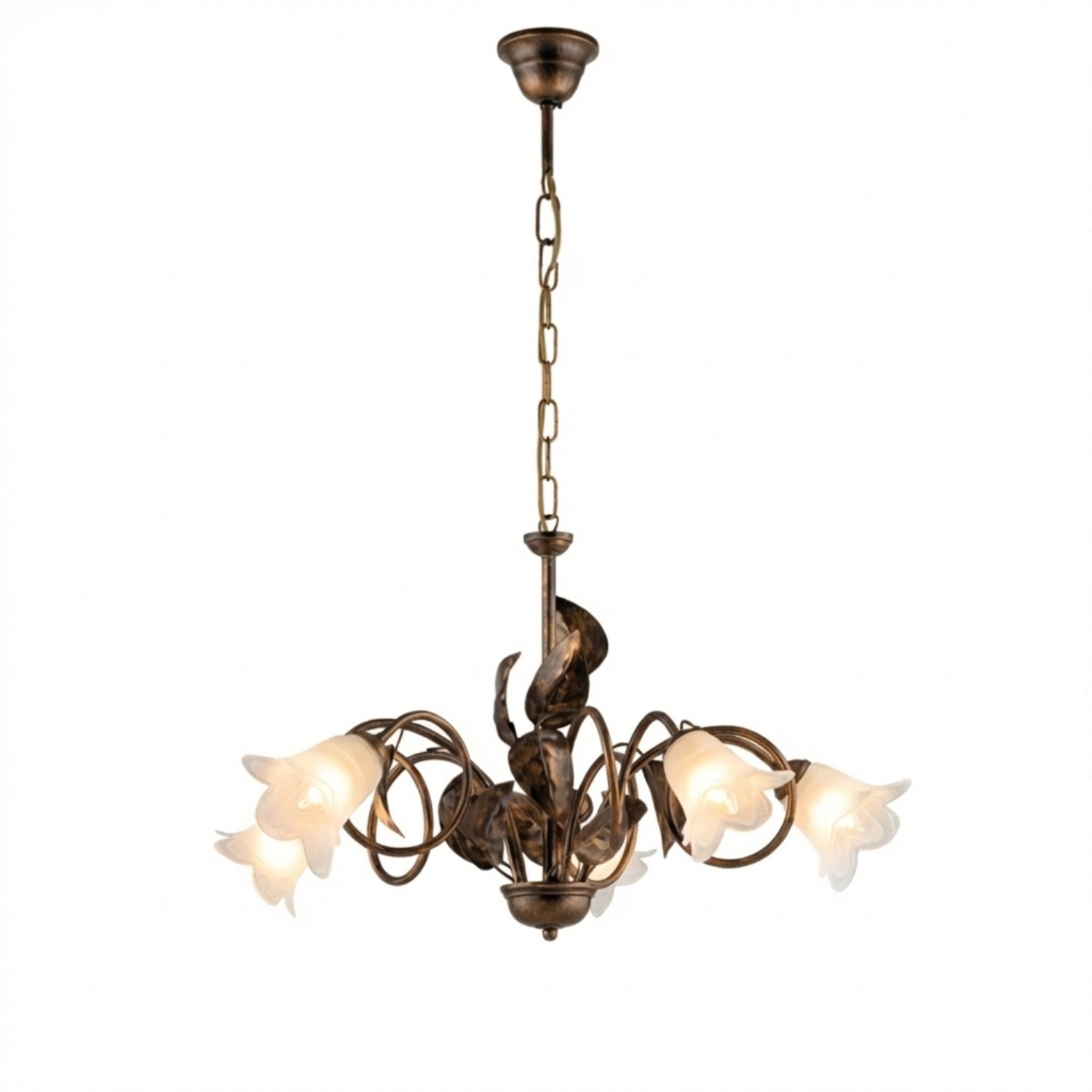 Lampadario Arte Povera Limone 5 Luci Marrone e Bianco LuceArt Classic BL179-5-BR