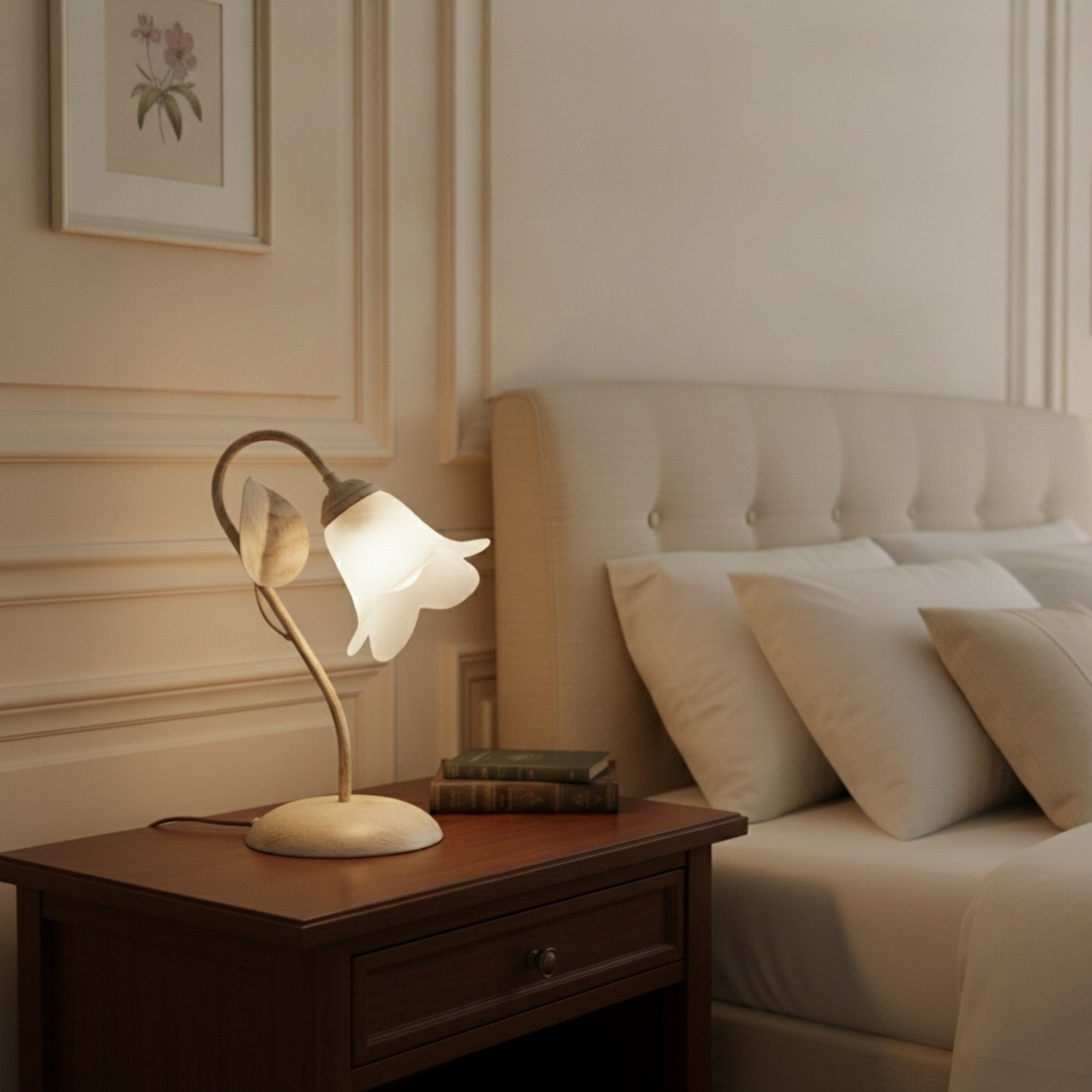 Lampada da Tavolo Limone 1 Luce Avorio e Bianco LuceArt Classic BL179-LT-AV