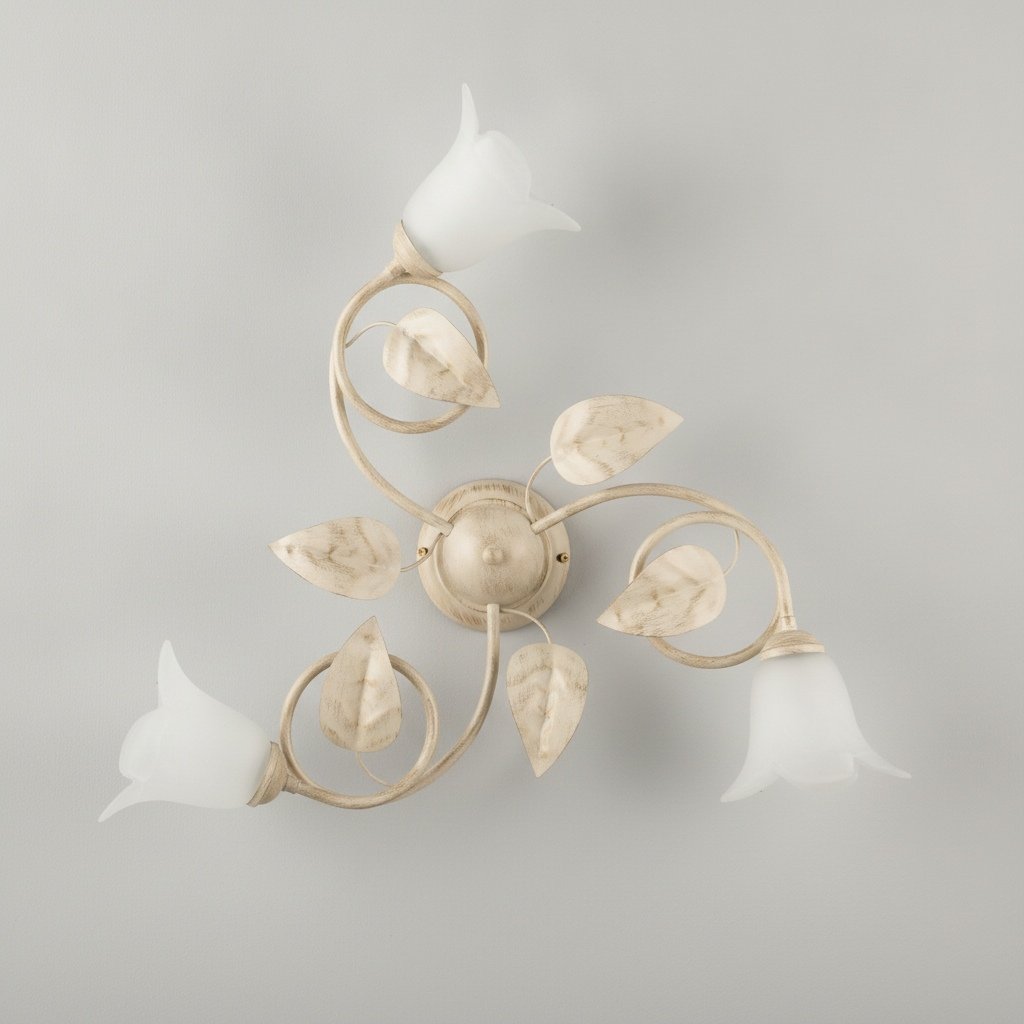 Plafoniera Arte Povera Limone 3 Luci Avorio e Bianco LuceArt Classic BL179-PL3-AV