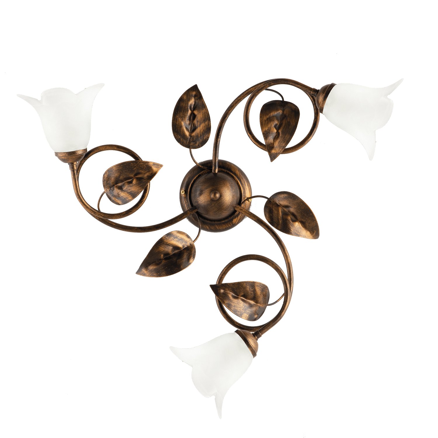 Plafoniera Arte Povera Limone 3 Luci Marrone e Bianco LuceArt Classic BL179-PL3-BR