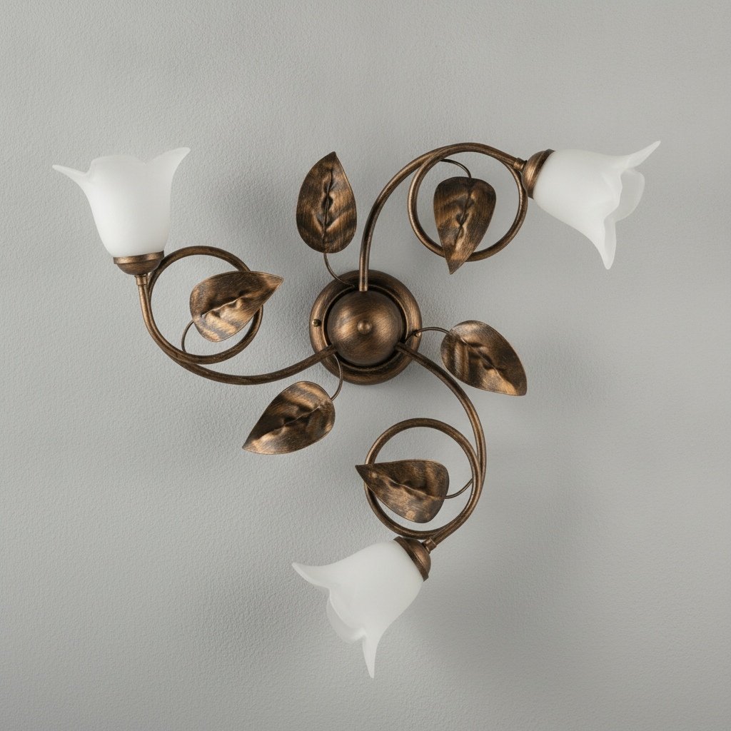 Plafoniera Arte Povera Limone 3 Luci Marrone e Bianco LuceArt Classic BL179-PL3-BR
