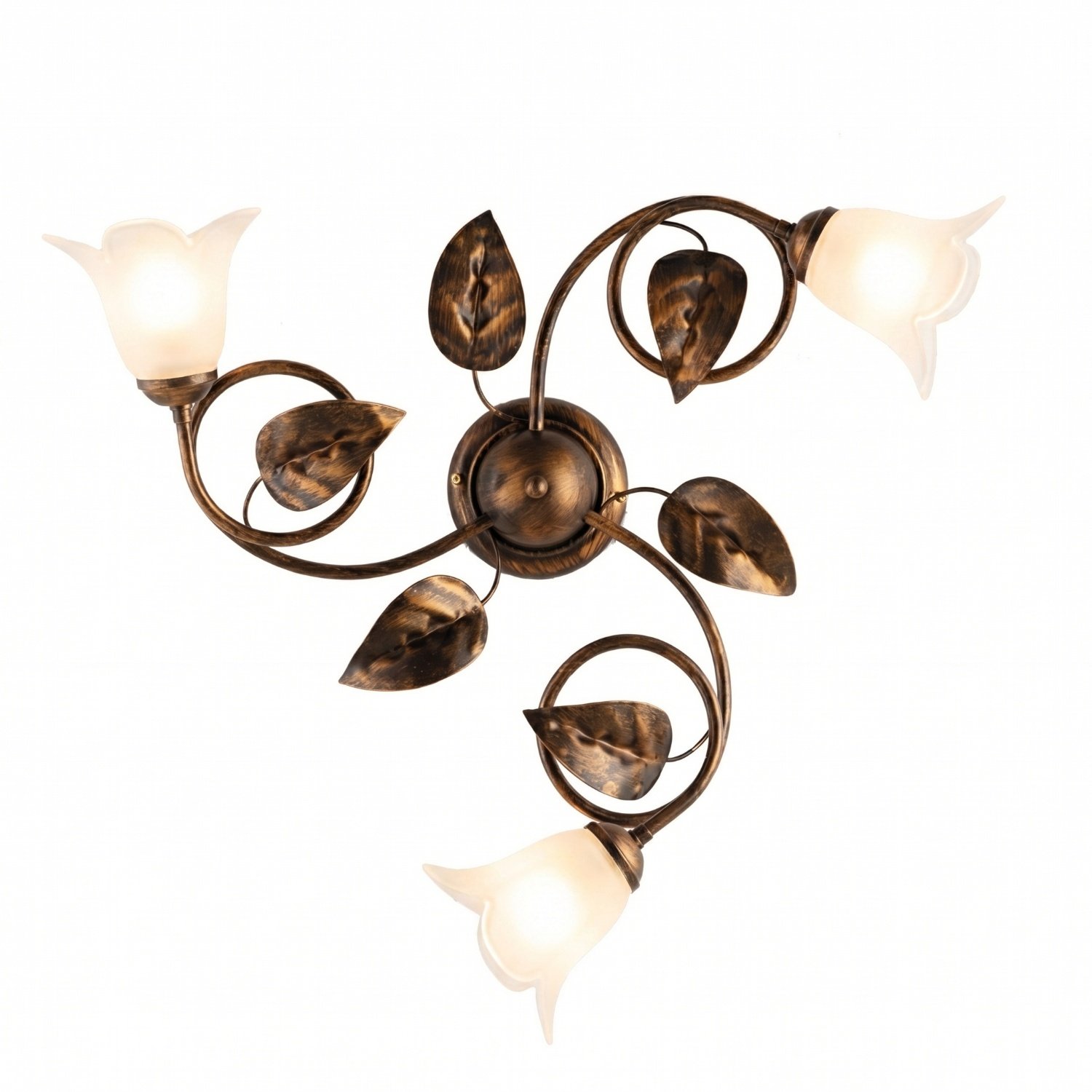 Plafoniera Arte Povera Limone 3 Luci Marrone e Bianco LuceArt Classic BL179-PL3-BR