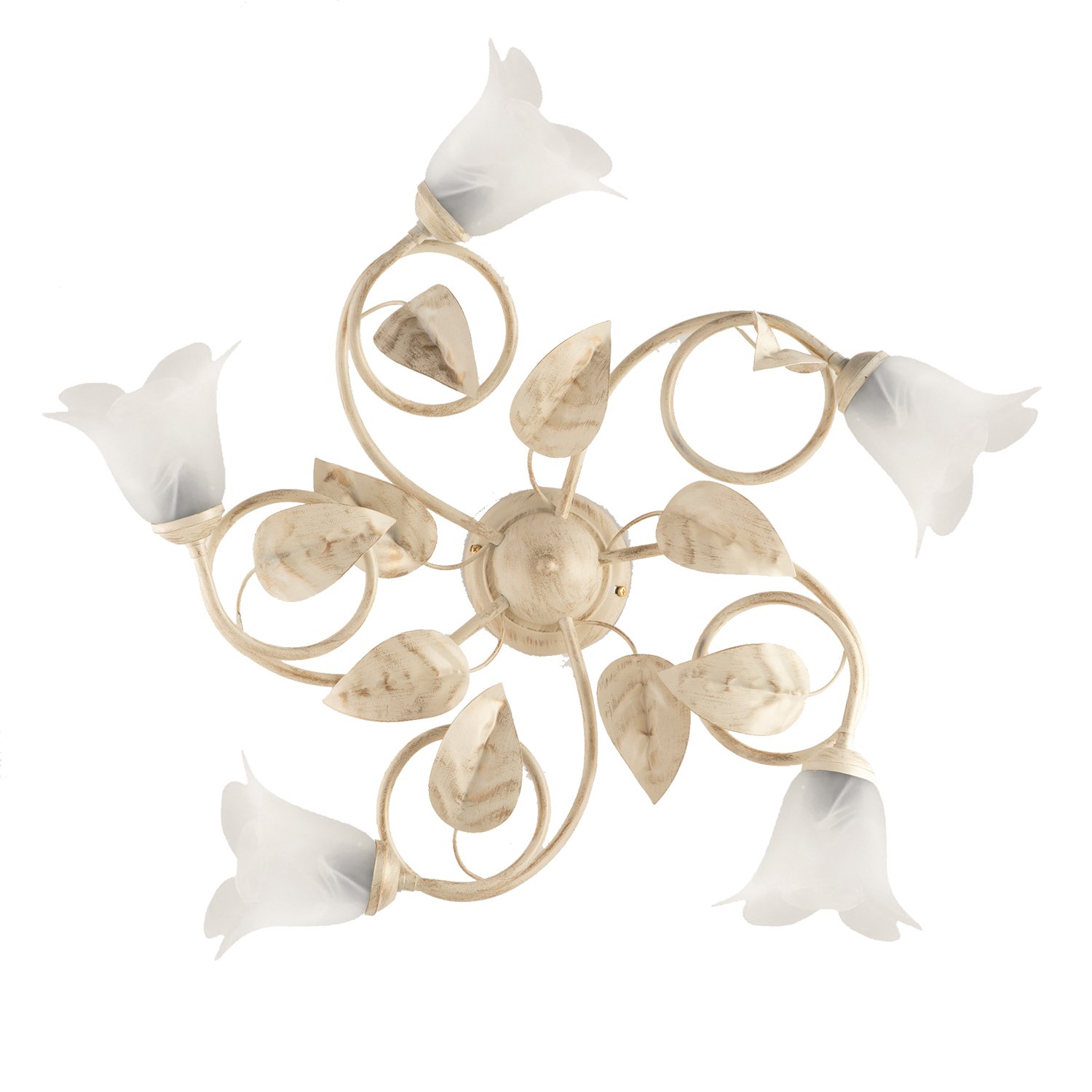 Plafoniera Arte Povera Limone 5 Luci Avorio e Bianco LuceArt Classic BL179-PL5-AV