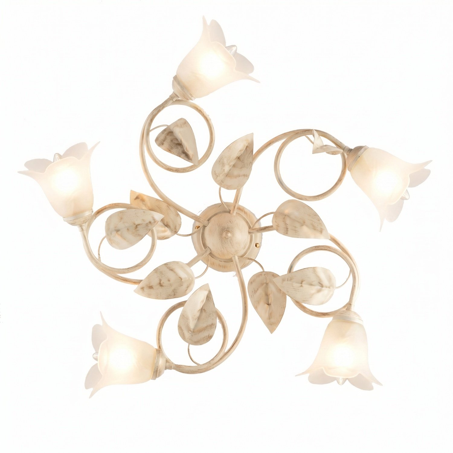 Plafoniera Arte Povera Limone 5 Luci Avorio e Bianco LuceArt Classic BL179-PL5-AV