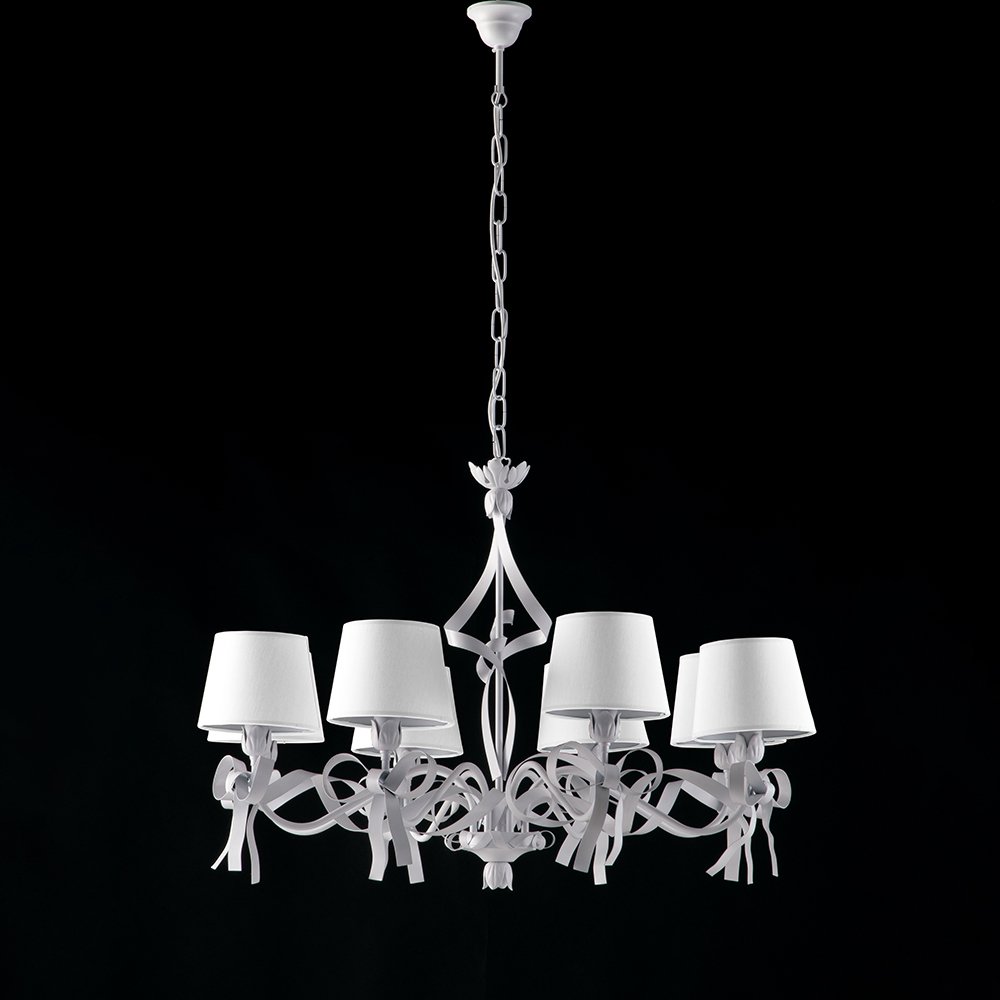 Lampadario Shabby Chic Lucy 8 Luci Bianco LuceArt Classic BL184-8-BCO-PARB