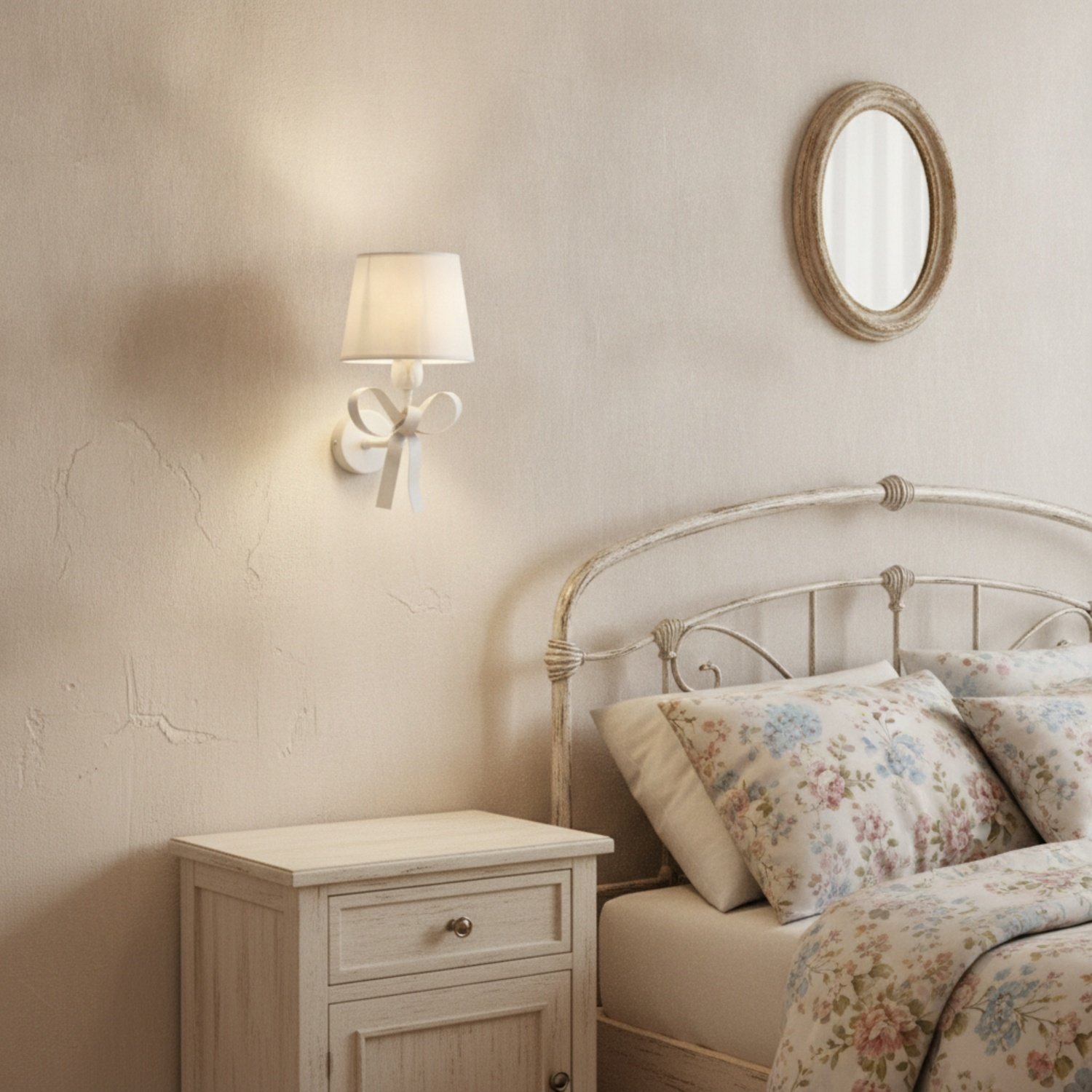 Applique Shabby Chic Lucy 1 Luce Bianco LuceArt Classic BL184-AP1-BCO-PARB