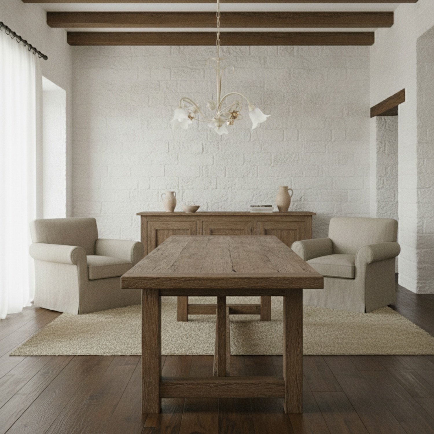 Lampadario Arte Povera Cestino 3 Luci Avorio e Bianco LuceArt Classic BL26-3-AV