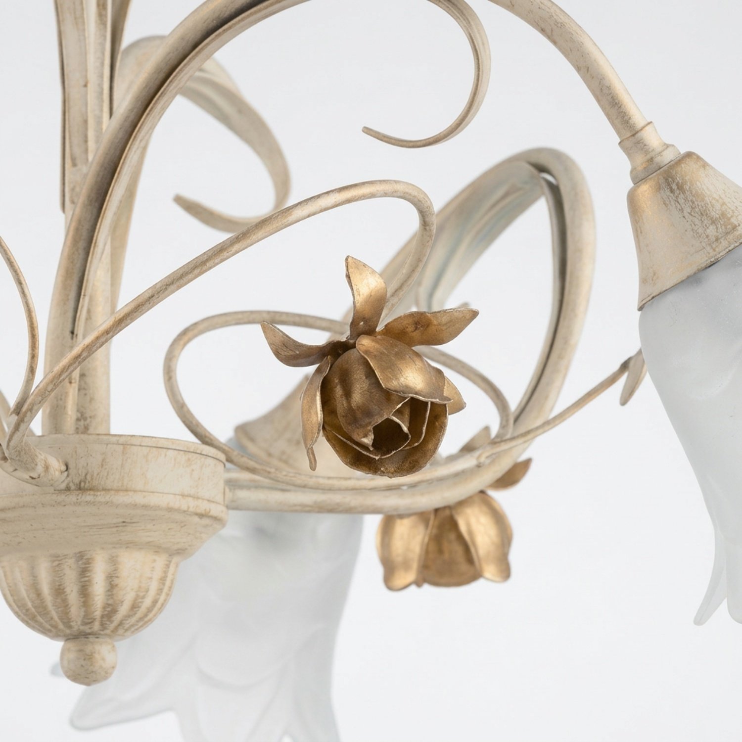 Lampadario Arte Povera Cestino 3 Luci Avorio e Bianco LuceArt Classic BL26-3-AV