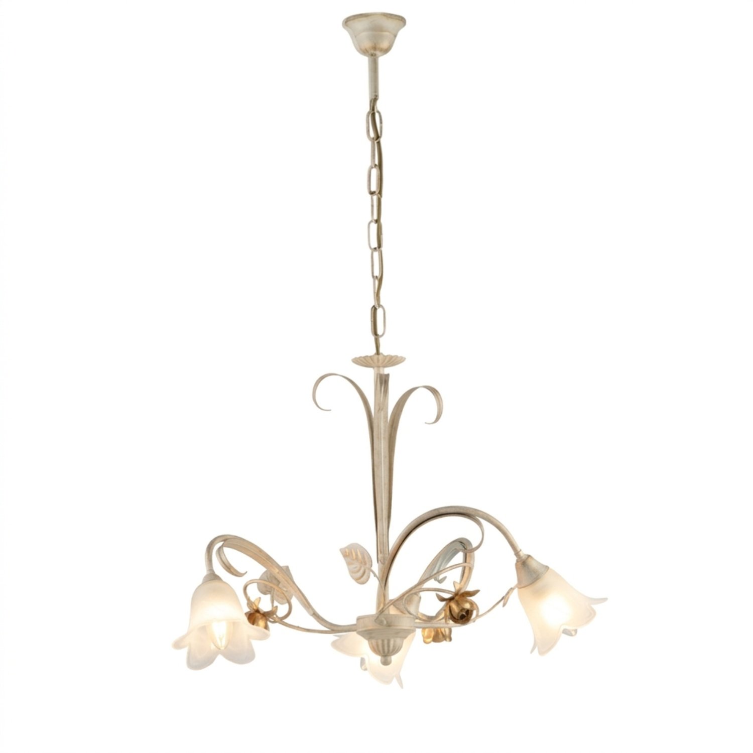 Lampadario Arte Povera Cestino 3 Luci Avorio e Bianco LuceArt Classic BL26-3-AV