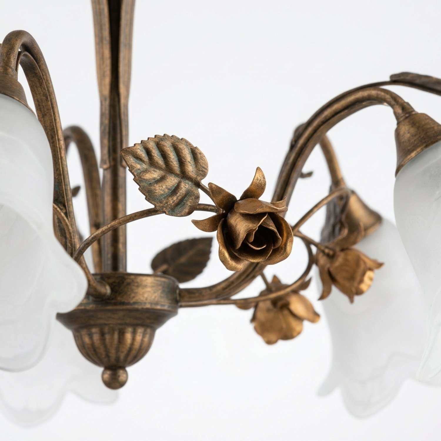 Lampadario Arte Povera Cestino 3 Luci Marrone e Bianco LuceArt Classic BL26-3-BR