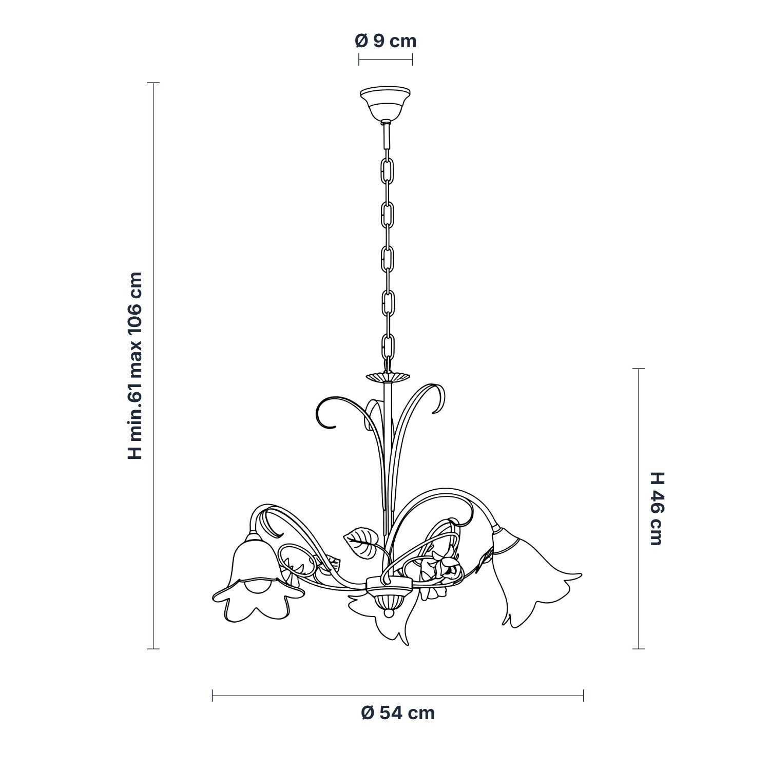 Lampadario Arte Povera Cestino 3 Luci Marrone e Bianco LuceArt Classic BL26-3-BR