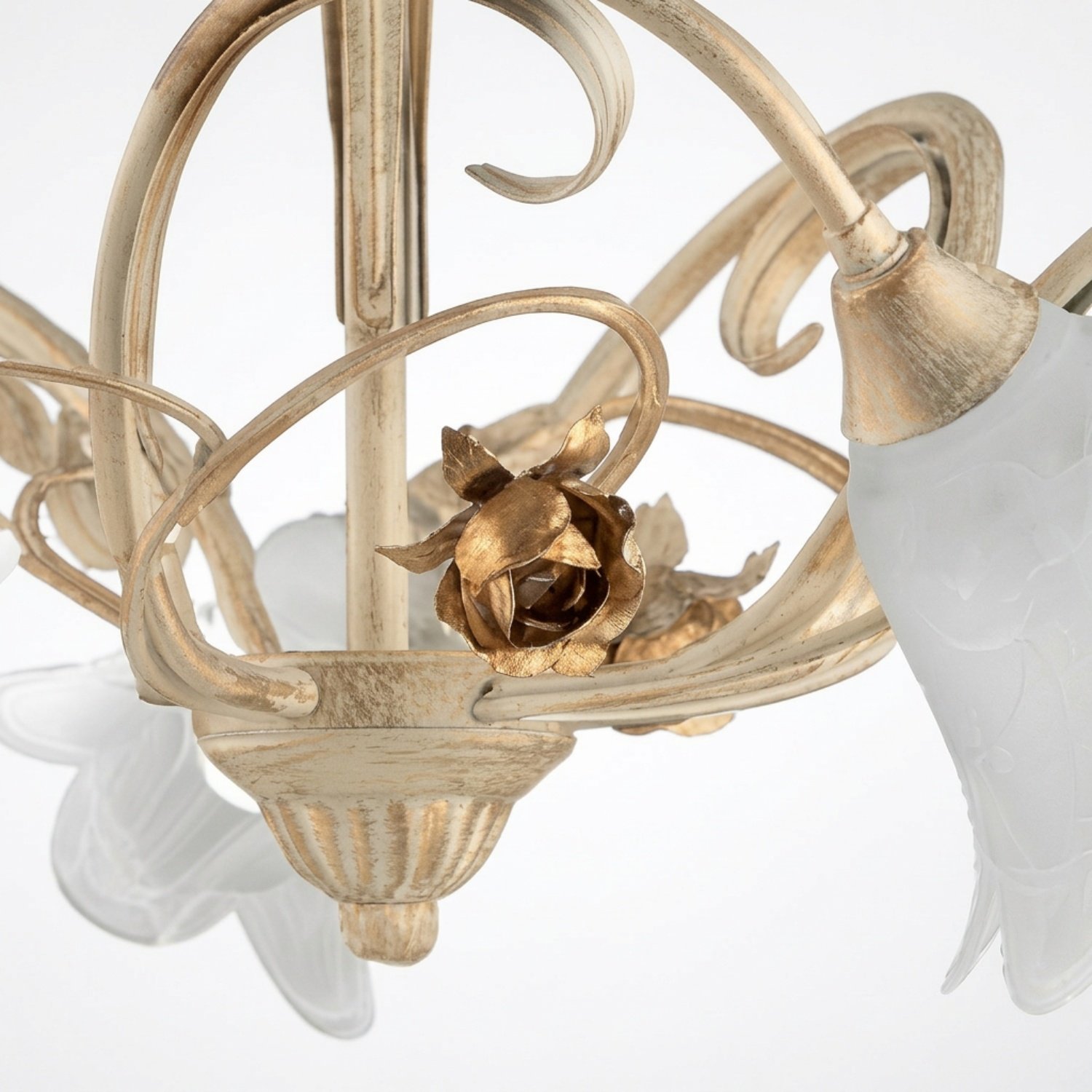 Lampadario Arte Povera Cestino 5 Luci Avorio e Bianco LuceArt Classic BL26-5-AV