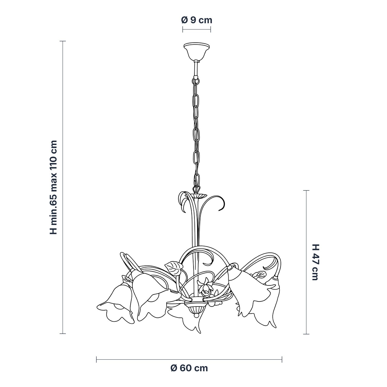 Lampadario Arte Povera Cestino 5 Luci Avorio e Bianco LuceArt Classic BL26-5-AV