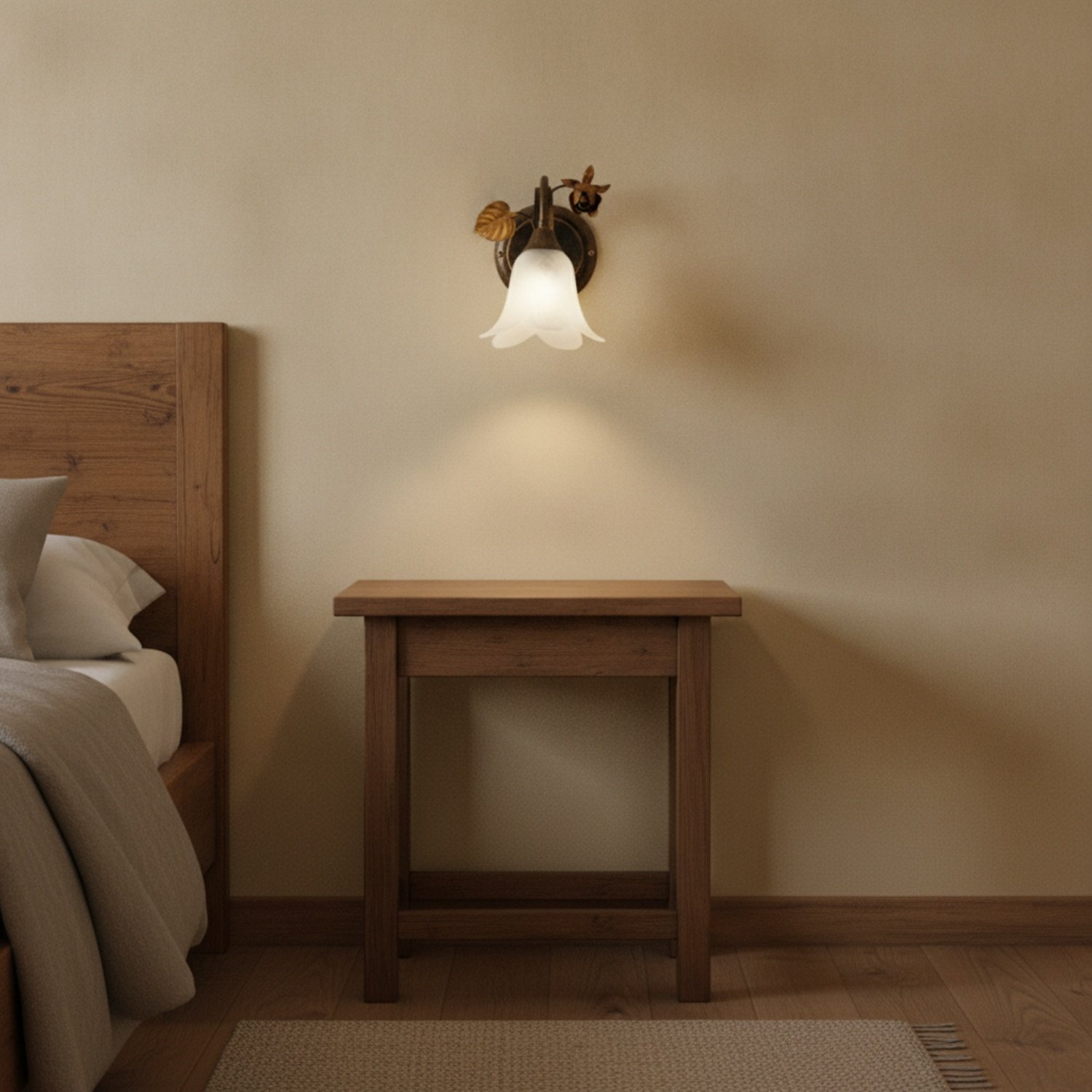 Applique Arte Povera Cestino 1 Luce Marrone e Bianco LuceArt Classic BL26-AP1-BR