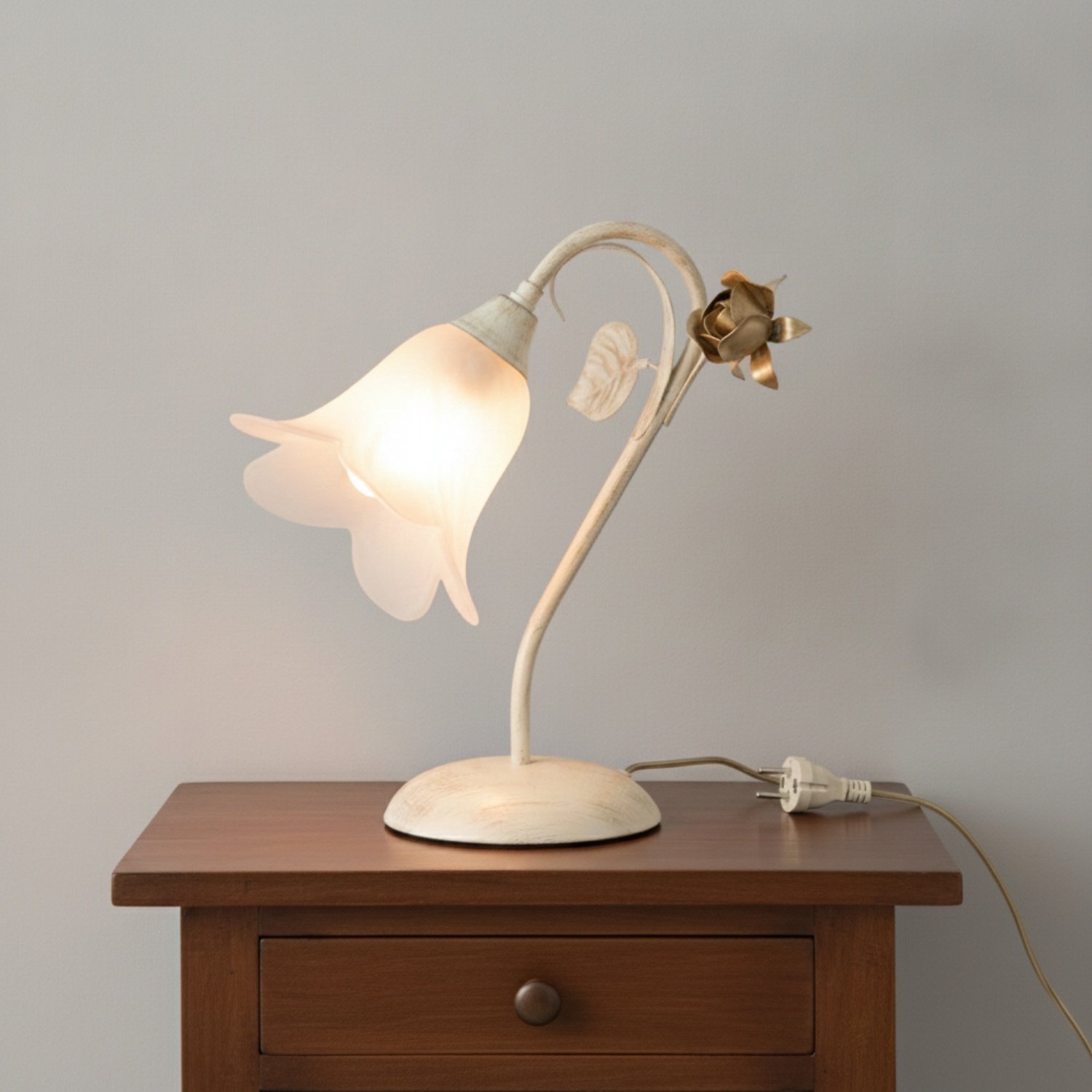 Lampada da Tavolo Cestino 1 Luce Avorio e Bianco LuceArt Classic BL26-LT-AV