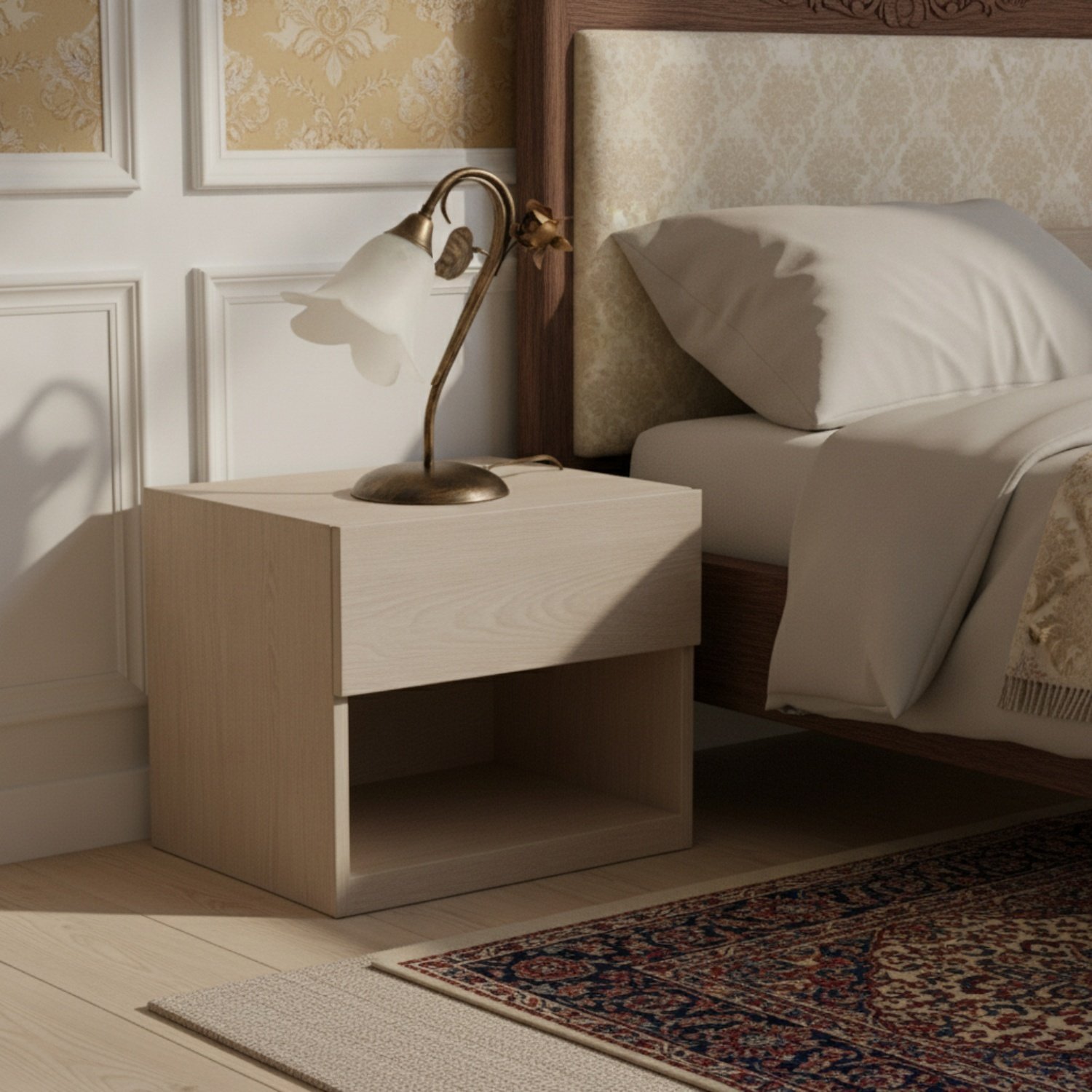 Lampada da Tavolo Cestino 1 Luce Marrone e Bianco LuceArt Classic BL26-LT-BR
