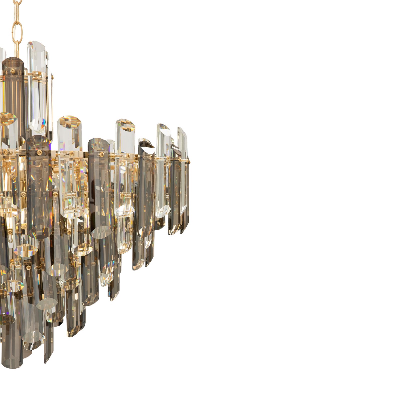Lampadario Contemporaneo Flare Metallo Oro 8 Luci Diffusori Vetro DIA200PL-08G