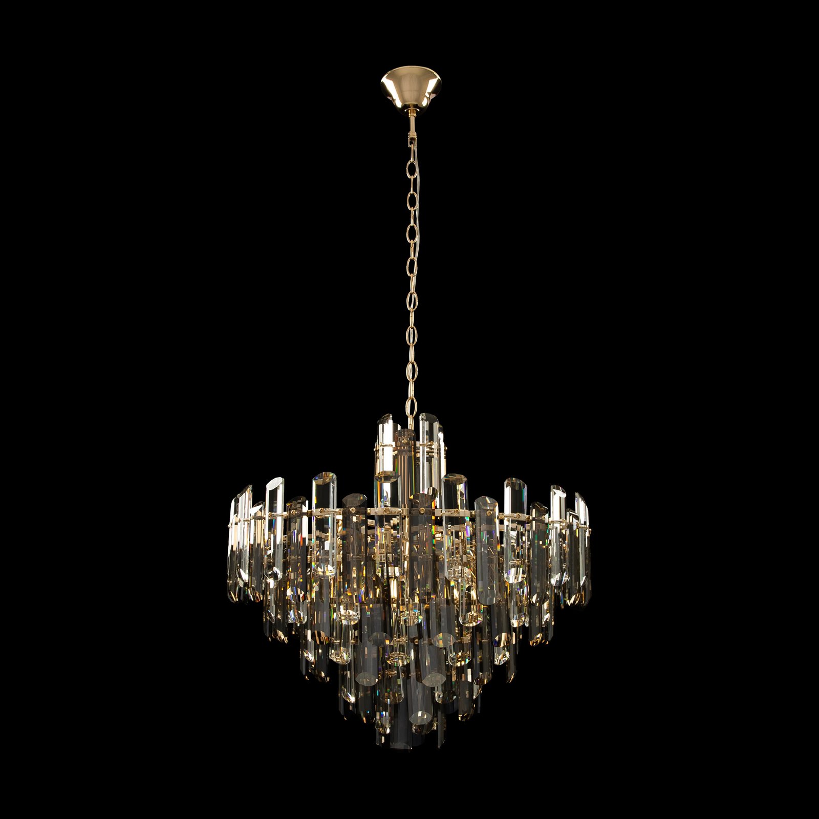 Lampadario Contemporaneo Flare Metallo Oro 8 Luci Diffusori Vetro DIA200PL-08G