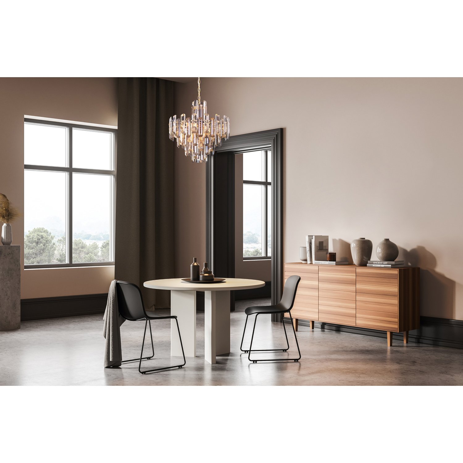 Lampadario Contemporaneo Flare Metallo Oro 8 Luci Diffusori Vetro DIA200PL-08G
