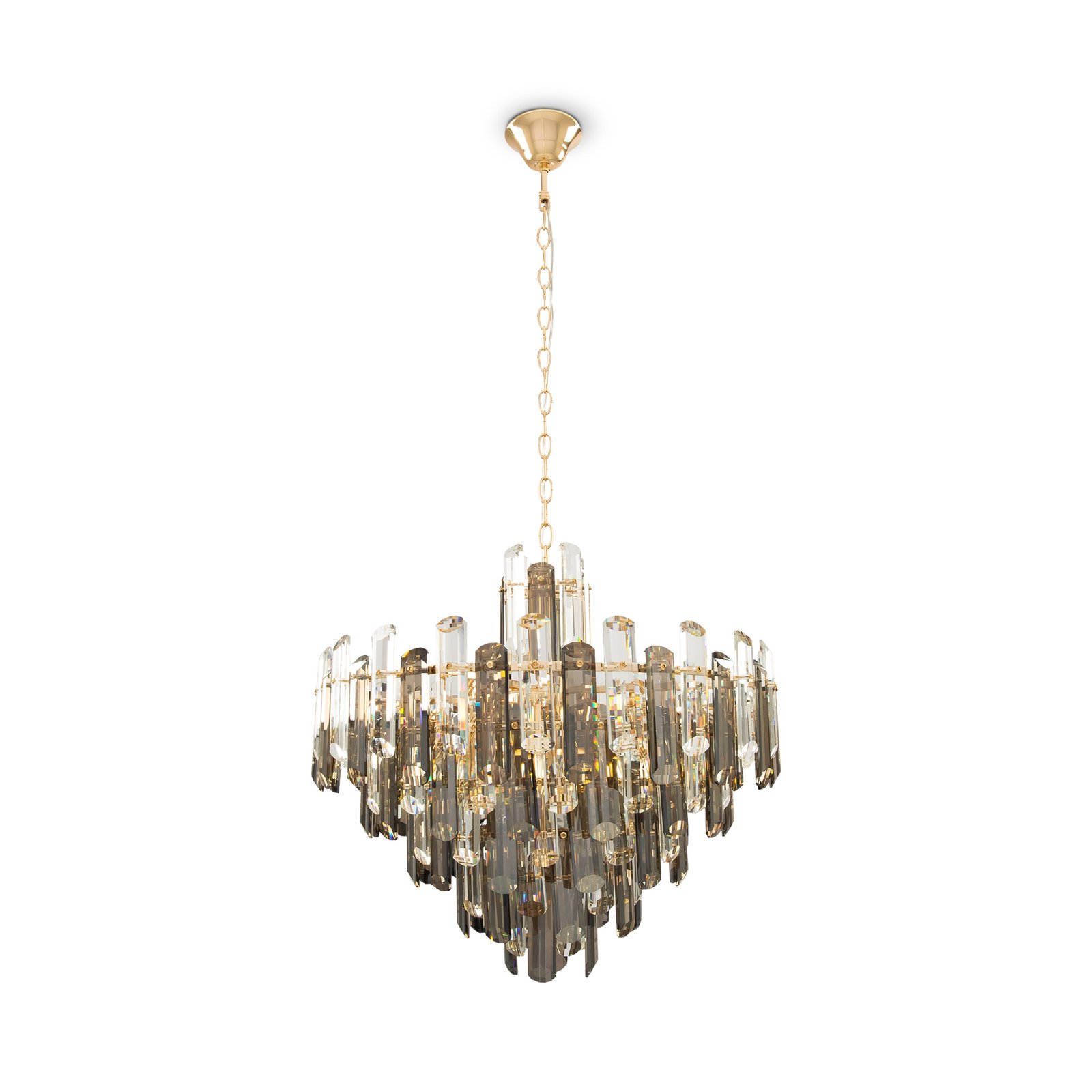 Lampadario Contemporaneo Flare Metallo Oro 8 Luci Diffusori Vetro DIA200PL-08G
