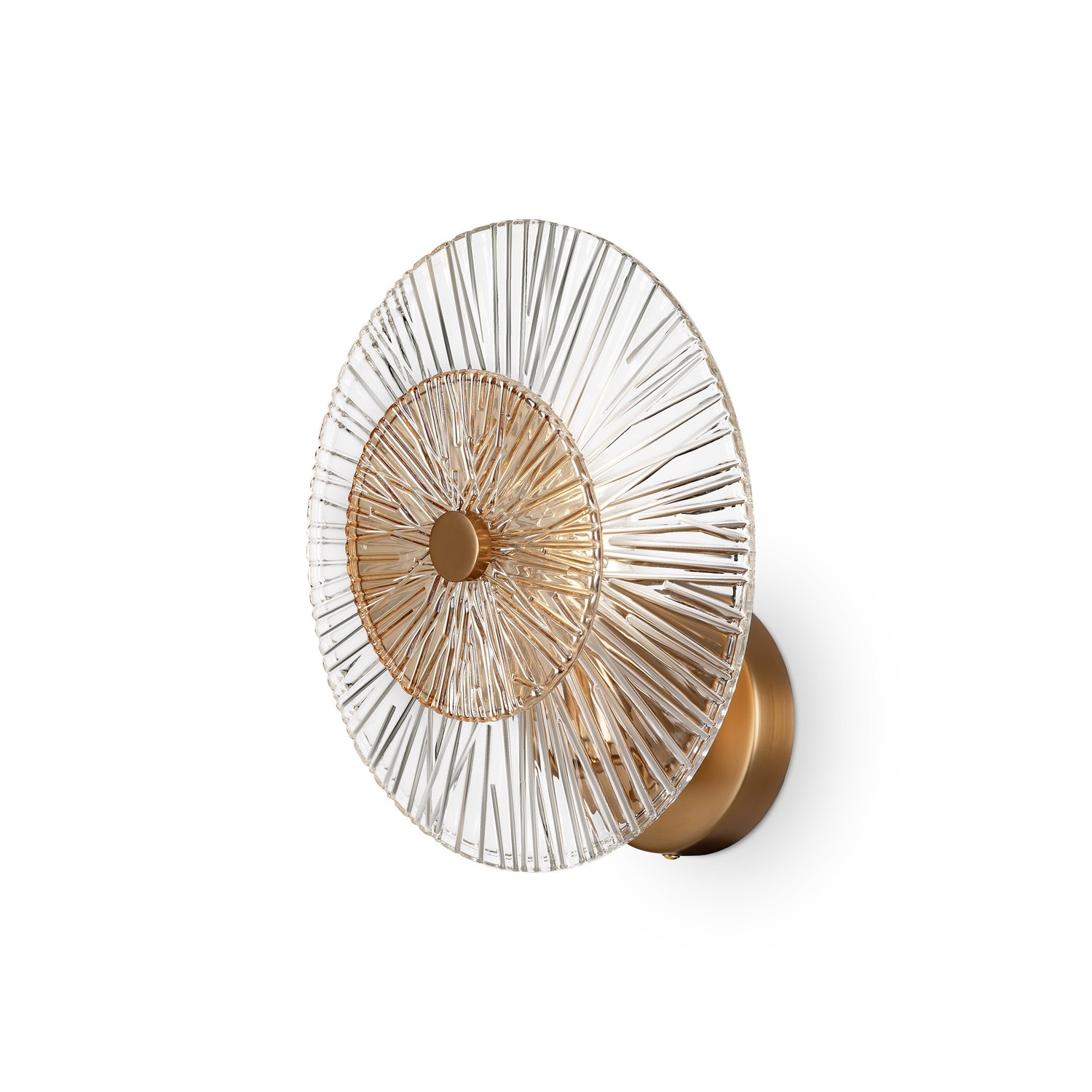 Applique Contemporanea Aster 1 Luce Diffusore Vetro Rosone Oro Metallo