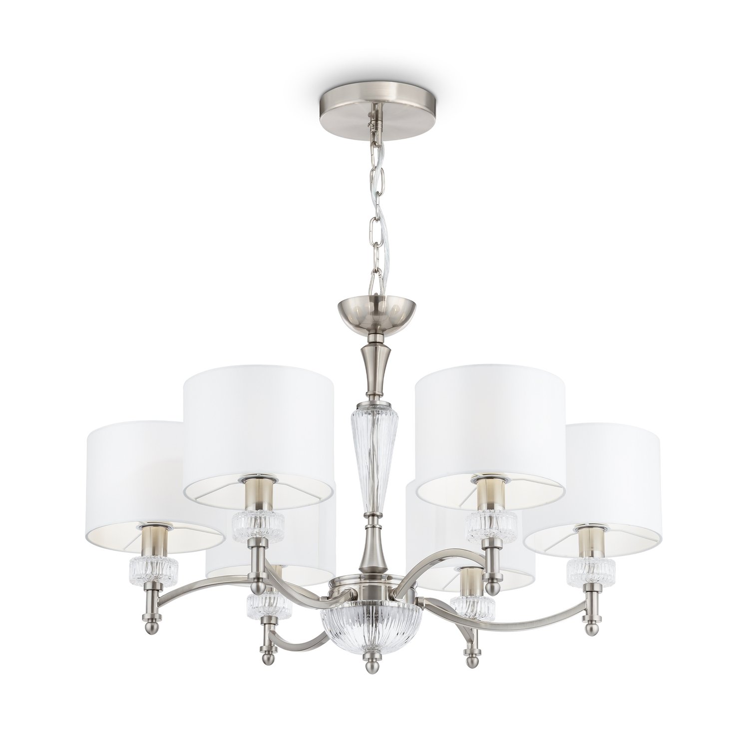 Lampadario Contemporaneo Alicante Metallo Nichel 6 Luci Diffosori In Pvc