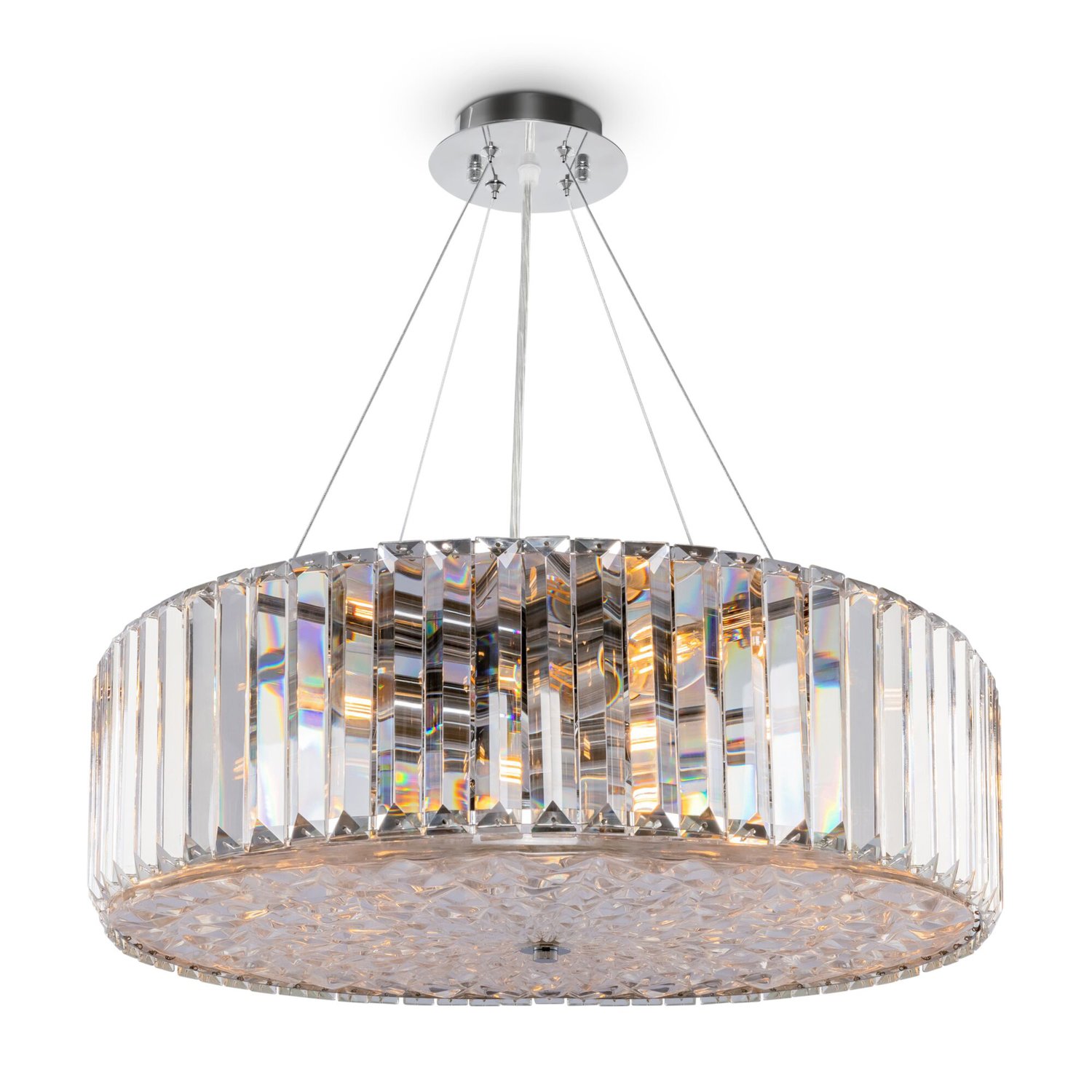 Lampadario Contemporaneo Recinto Metallo Cromo 8 Luci Diffusori Vetro