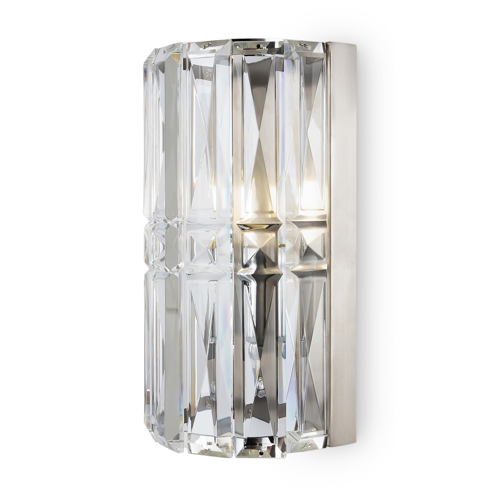 Applique Contemporanea Facet Metallo Cromo 1 Luce Diffusore Vetro