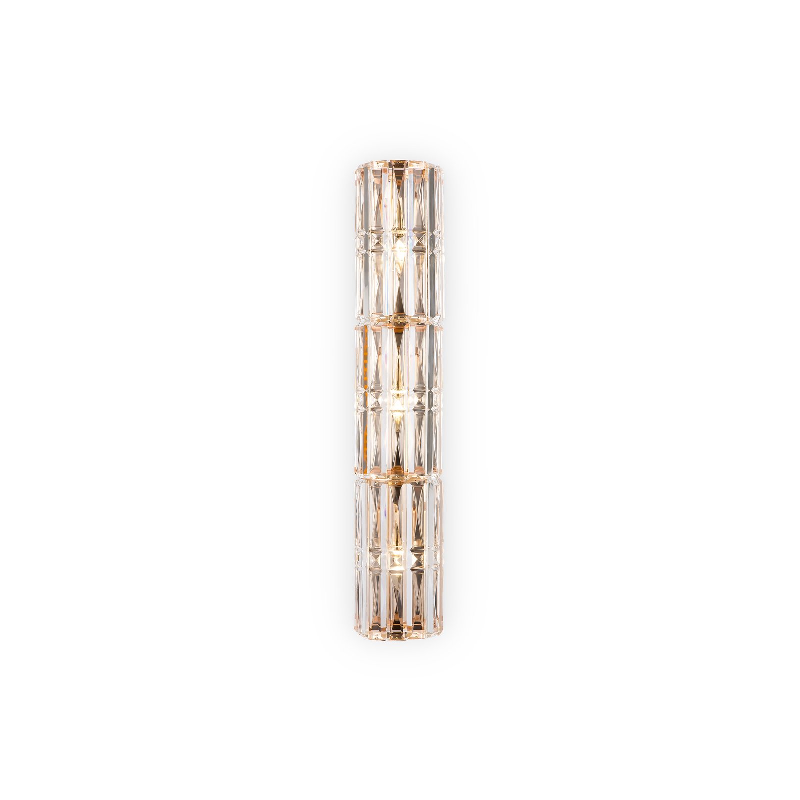 Applique Contemporanea Facet Metallo Oro 3 Luci Diffusori Vetro Trasparente